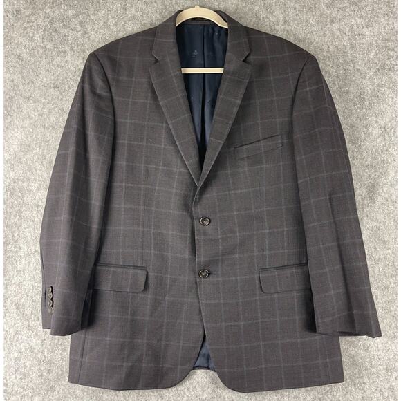 Jos. A. Bank Other - Jos A Bank Reserve Wool Blazer Sport Coat Mens 44R Plaid Tailored Fit Super 130s